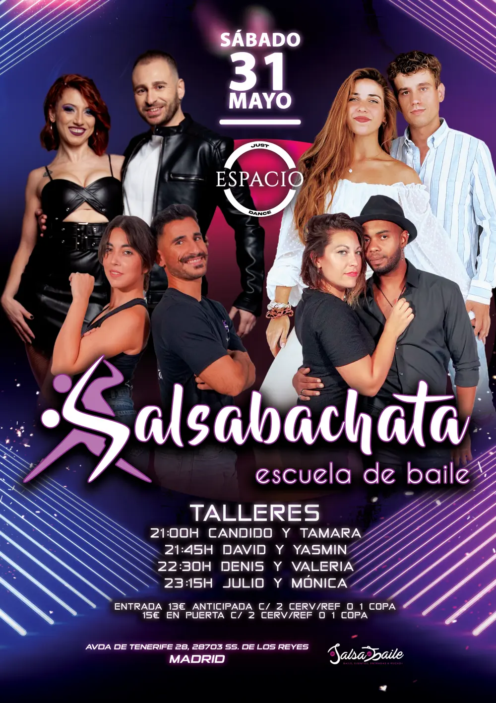 Flyer de Fiesta Salsabachata en JustDance 31/05/25