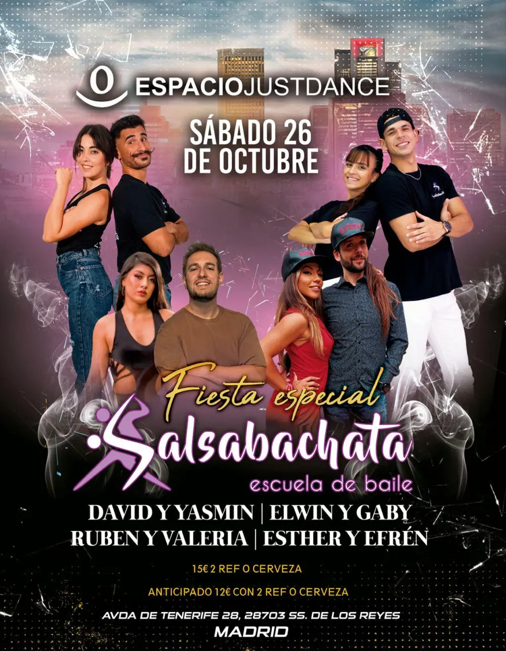 Flyer de Fiesta Salsabachata en JustDance